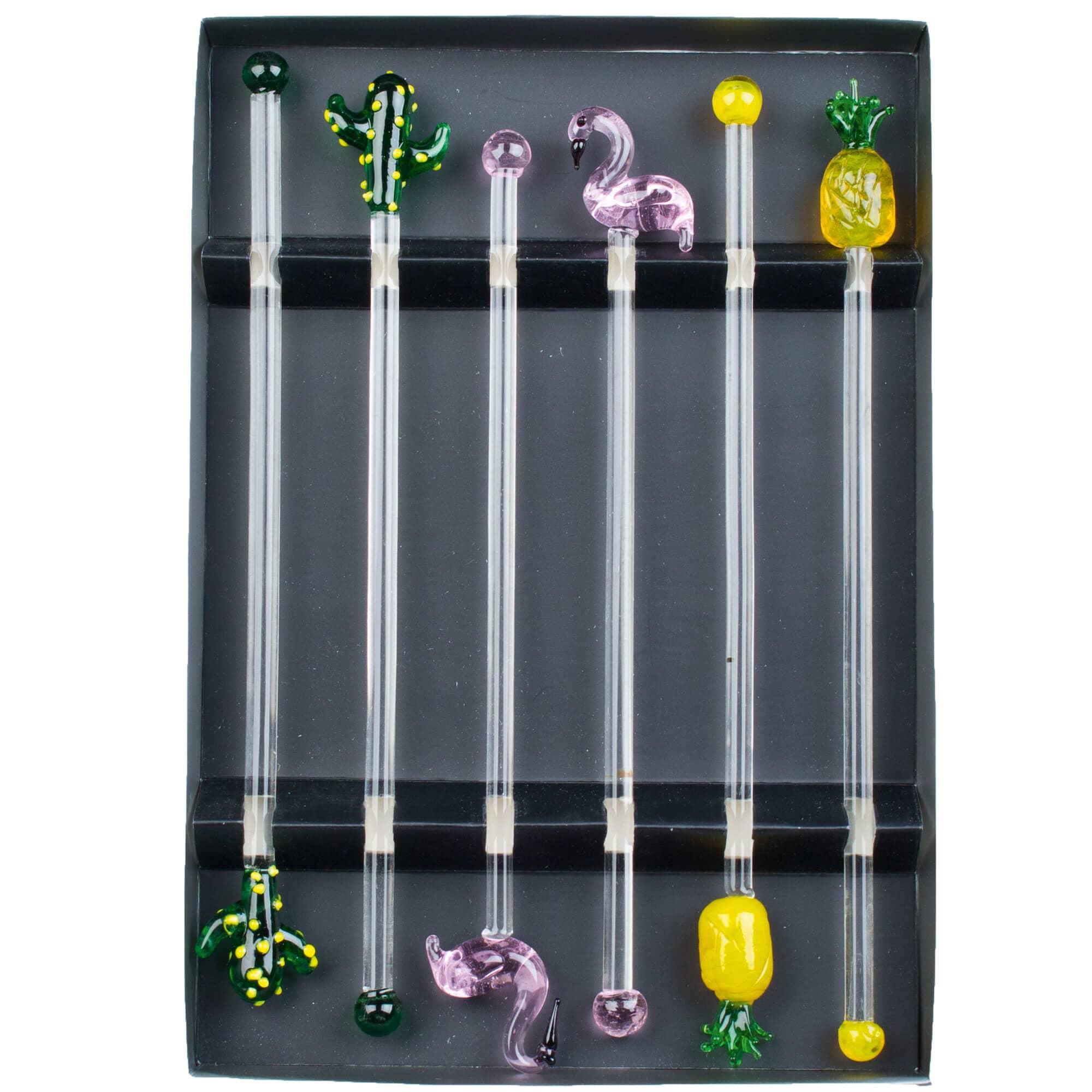 Agitador de cóctel Tropical, vidrio - Juego (6 uds)