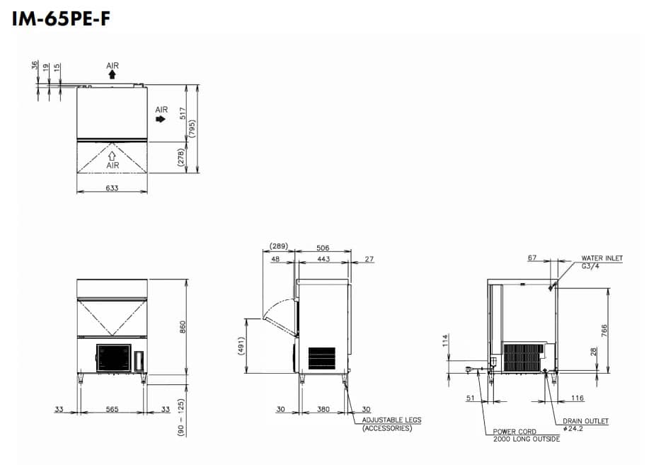 Hoshizaki Flexi Cube IM-65PE-F - Standard Cube (28 x 28 x 32mm) 58kg