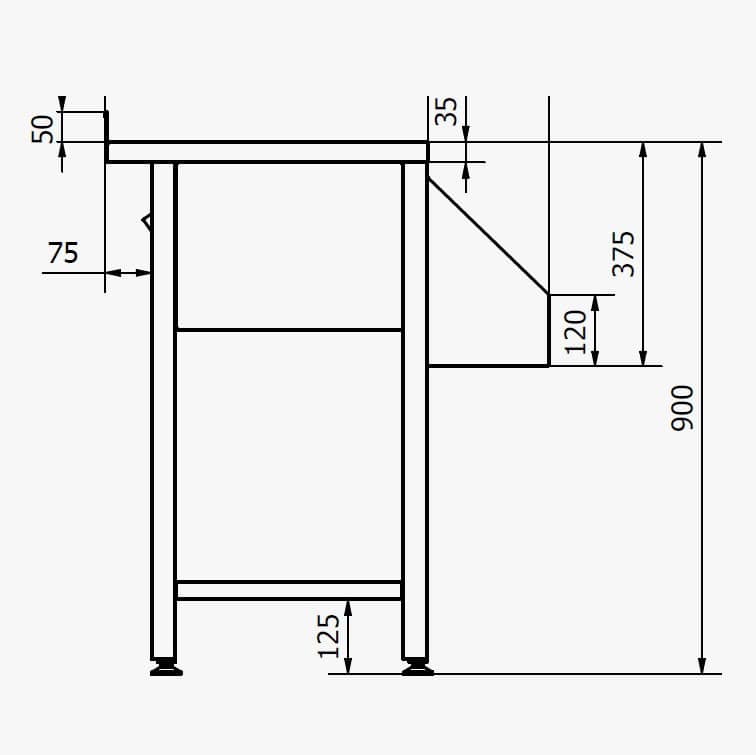 Cocktailstation mit Waschbecken, Edelstahl - 140x74x90 cm