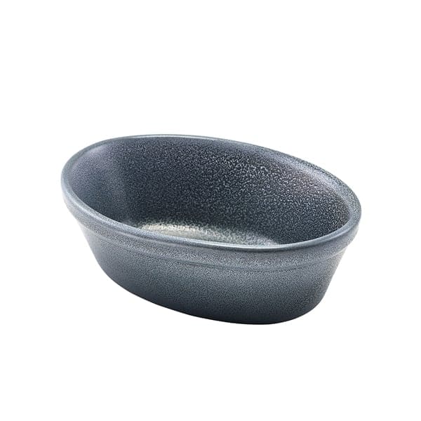 Ovale Kuchenform Forge Steingut graphitgrau – 16 cm (6 Stk.)