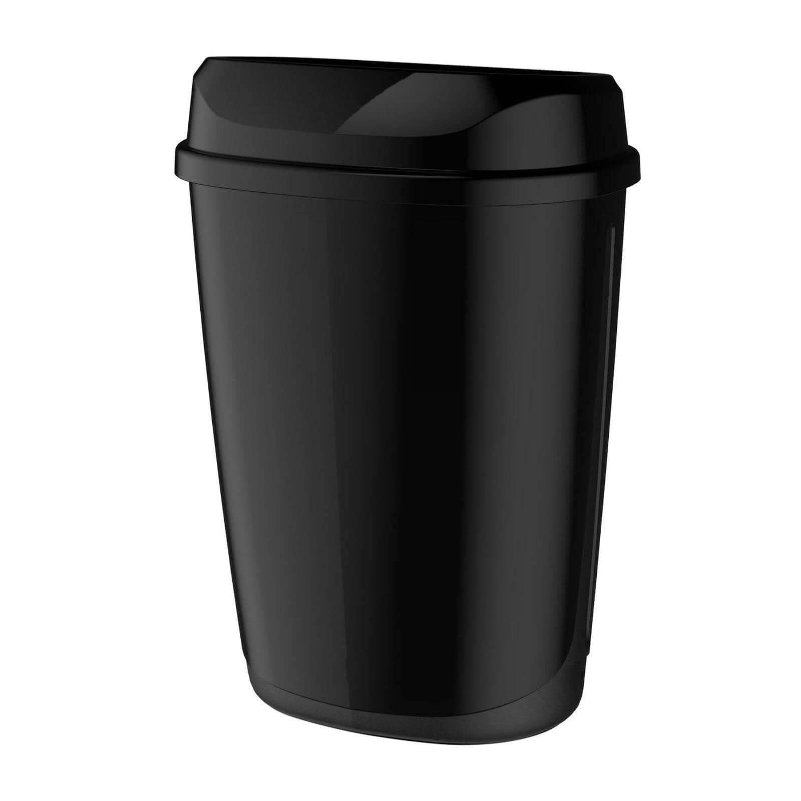 Mülleimer mit Wandhalterung, 32 Liter - schwarz glänzend