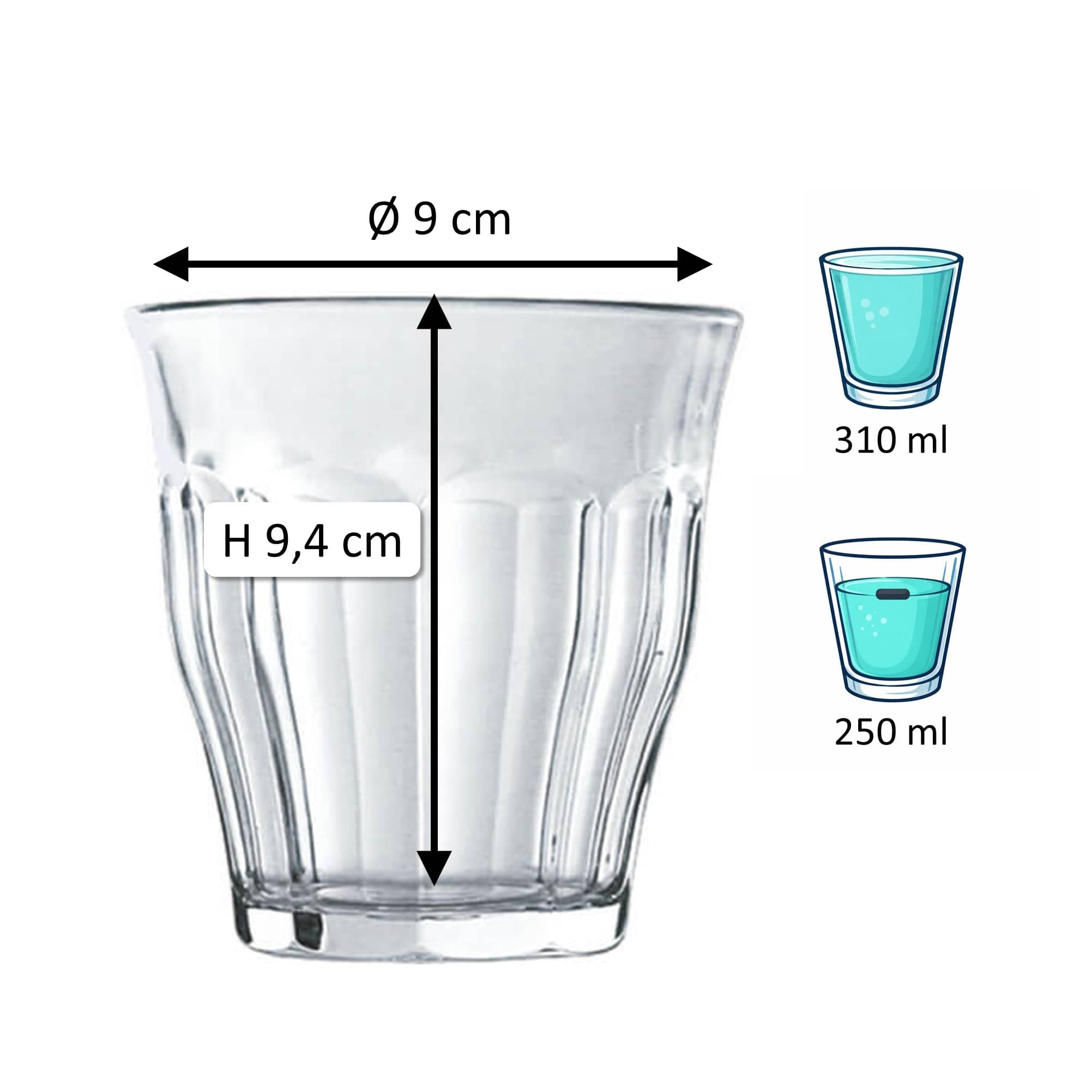 Becherglas Picardie, Duralex - 310ml, 0,25l Eiche (6 Stk.)