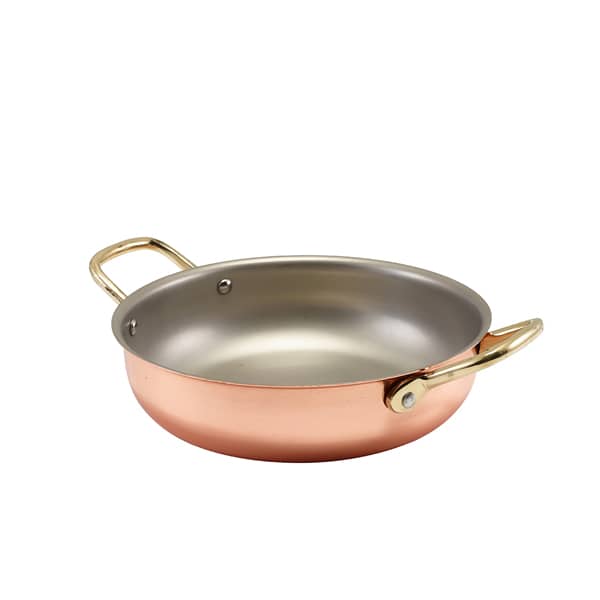 Bandeja redonda con asas, acero inoxidable color cobre - 19,5 x 5 cm (6 uds)