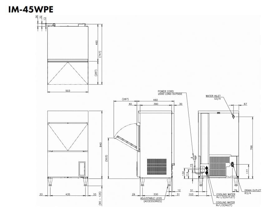 Hoshizaki IM-45WPE* - Cube Standard (28 x 28 x 32 mm) 50 kg
