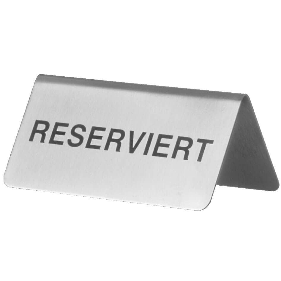 Table sign "Reserviert" (reserved), stainless steel - 4,3x10x5,4cm