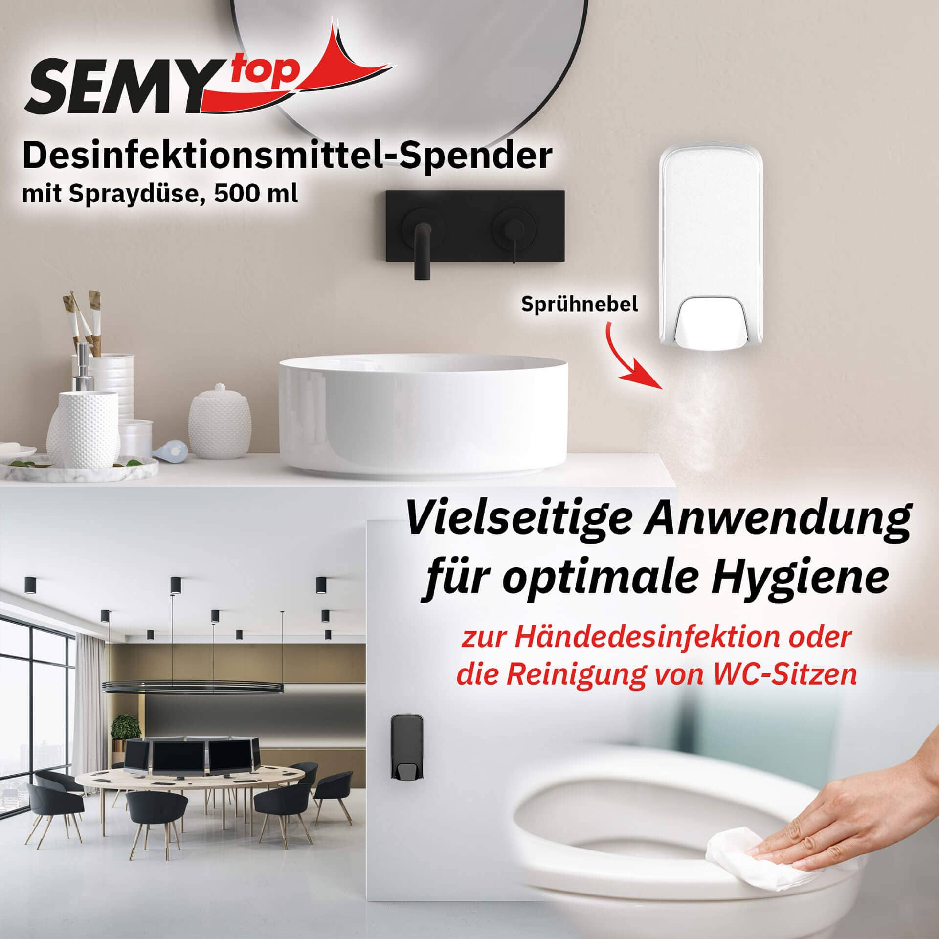 Distributeur de désinfectant 500 ml - noir mat