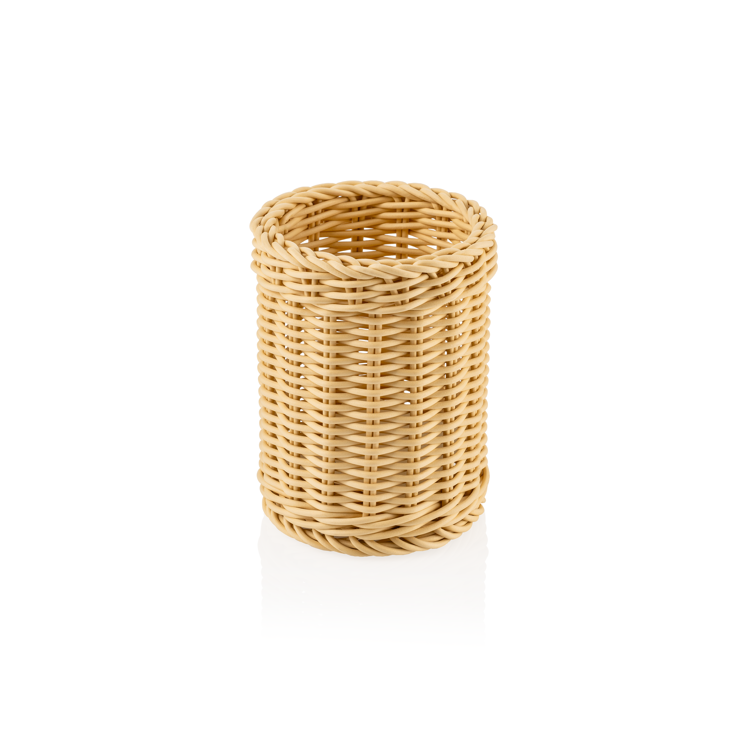 Cesta para cubiertos cilíndrica, polipropileno beige claro - 12 x 15 cm