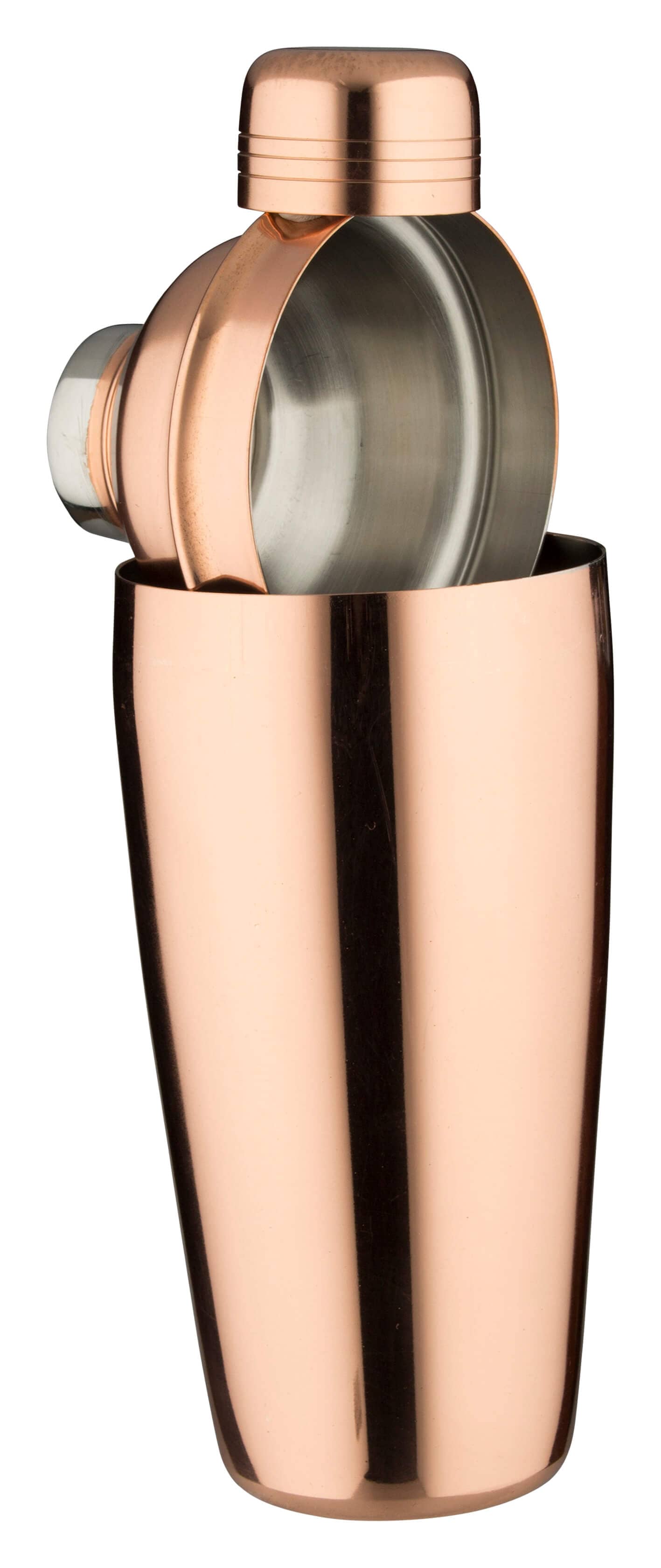 Cocktail shaker, stainless steel, copper-colored, polished, three-piece - 700 ml