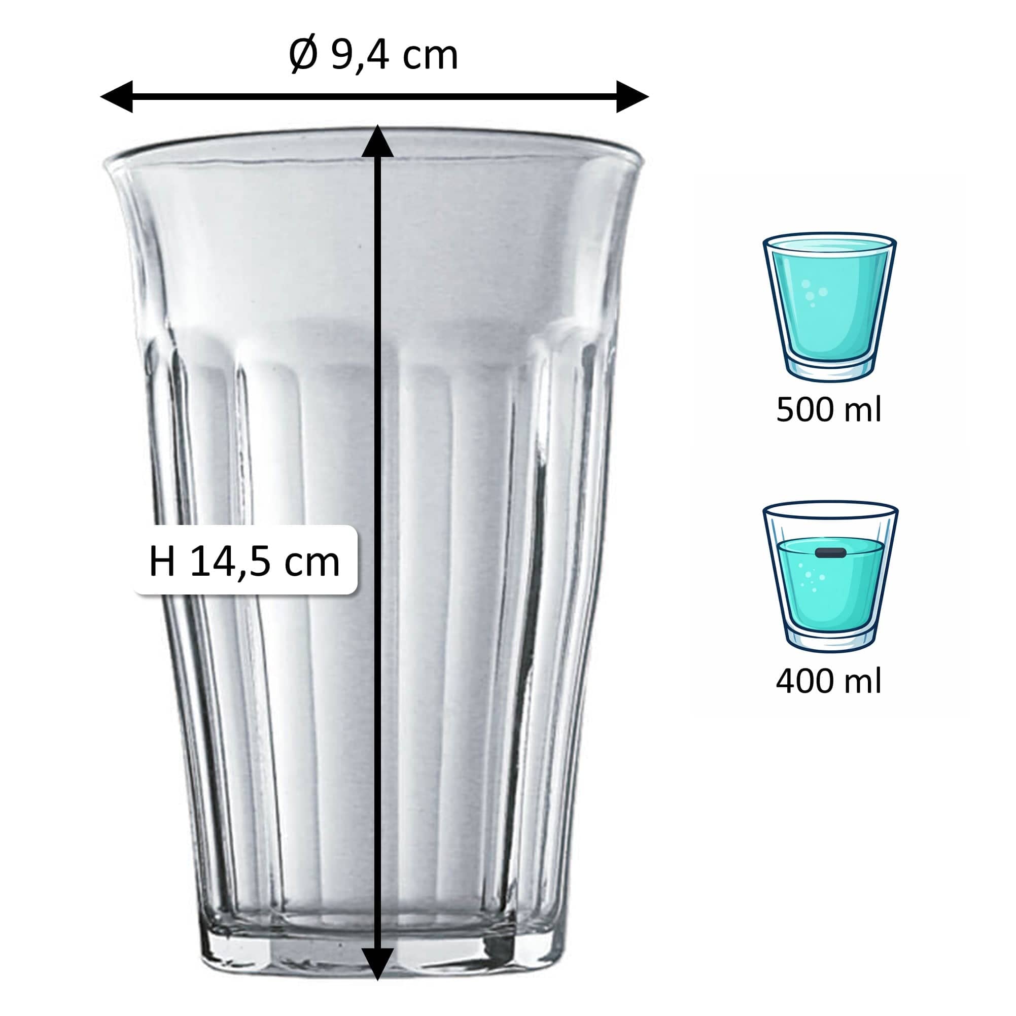 Becherglas Picardie, Duralex - 500ml, 0,4l Eiche (6 Stk.)
