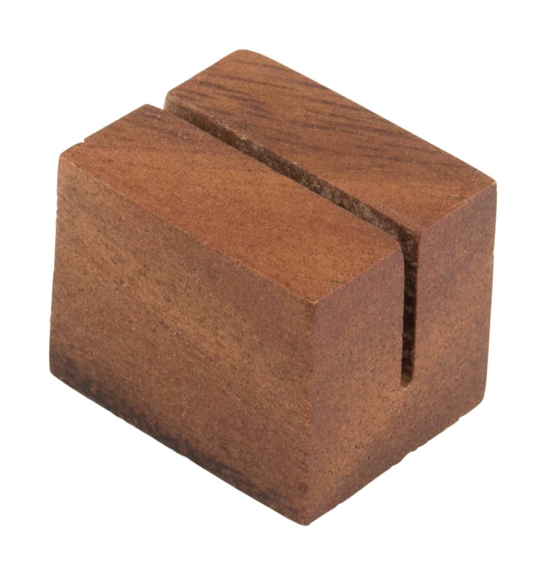 Mini sign holder, wood, brown - 3x2,5x2,5cm