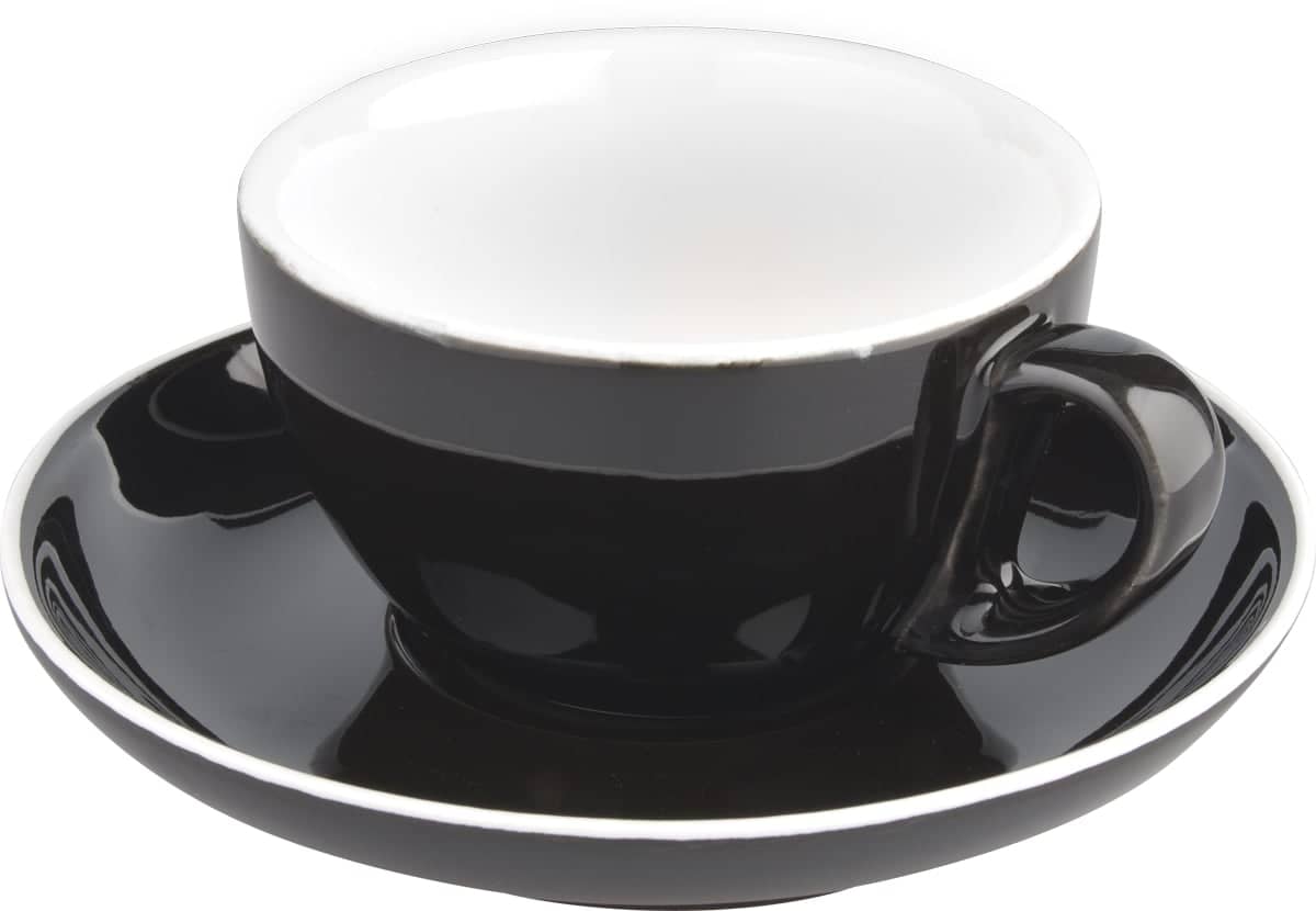 Cappuccinotasse Italia Black, schwarz-weiß - 200ml