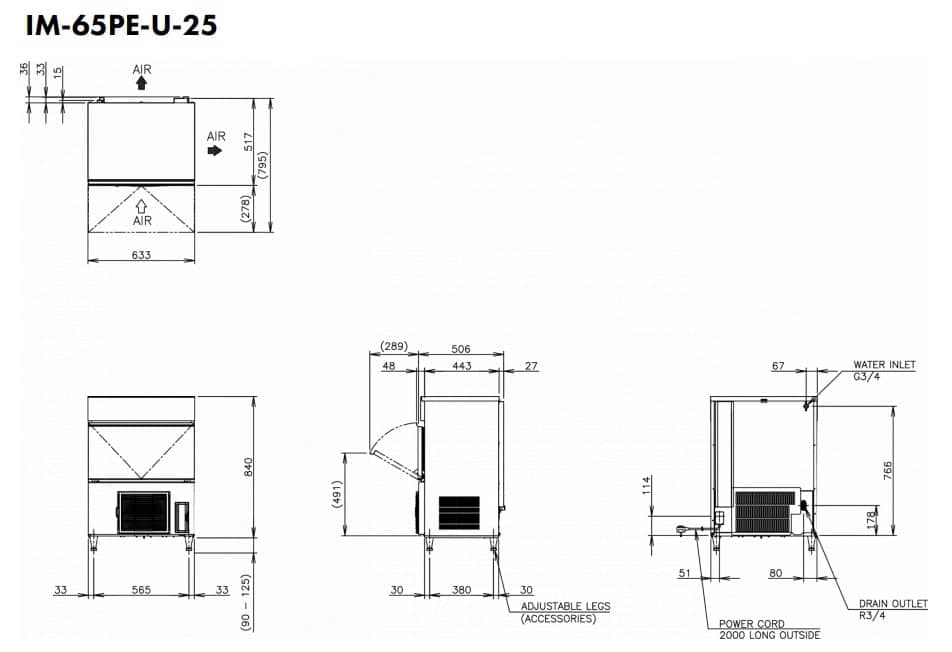 Hoshizaki Ultra Cube IM-65PE-U-25 - Petit Cube (25 x 25 x 23 mm) 56 kg