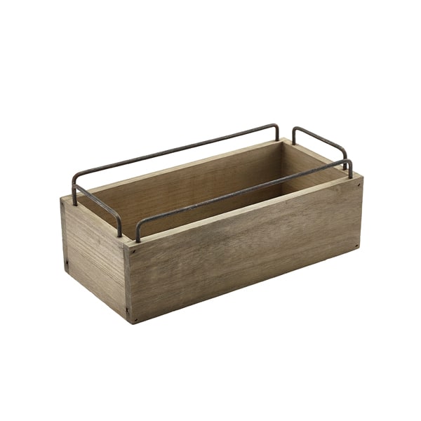 Boîte en bois, design industriel - 25 x 12 x 9,5 cm