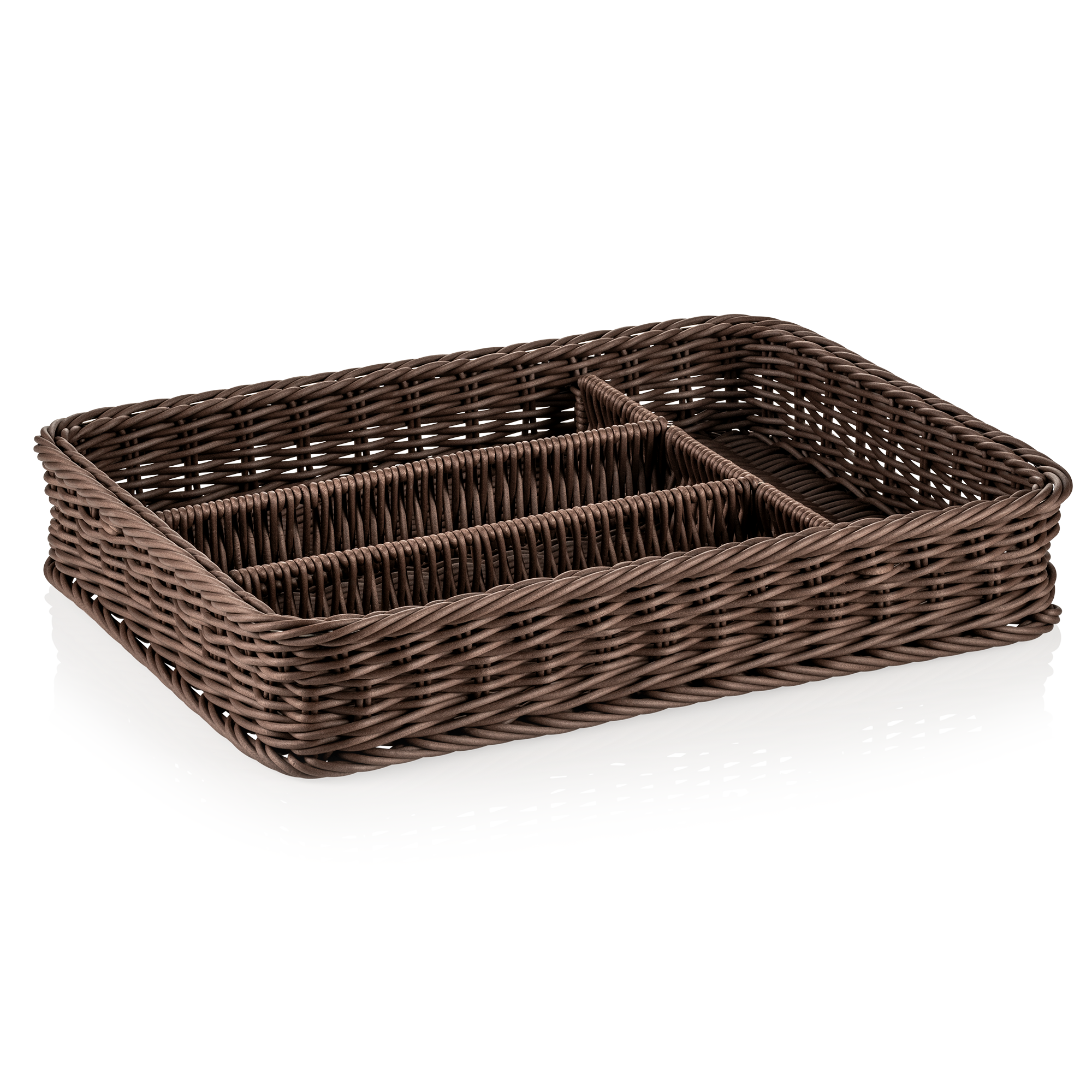 Cesta para cubiertos de polipropileno marrón - 40 x 30 x 6,5 cm