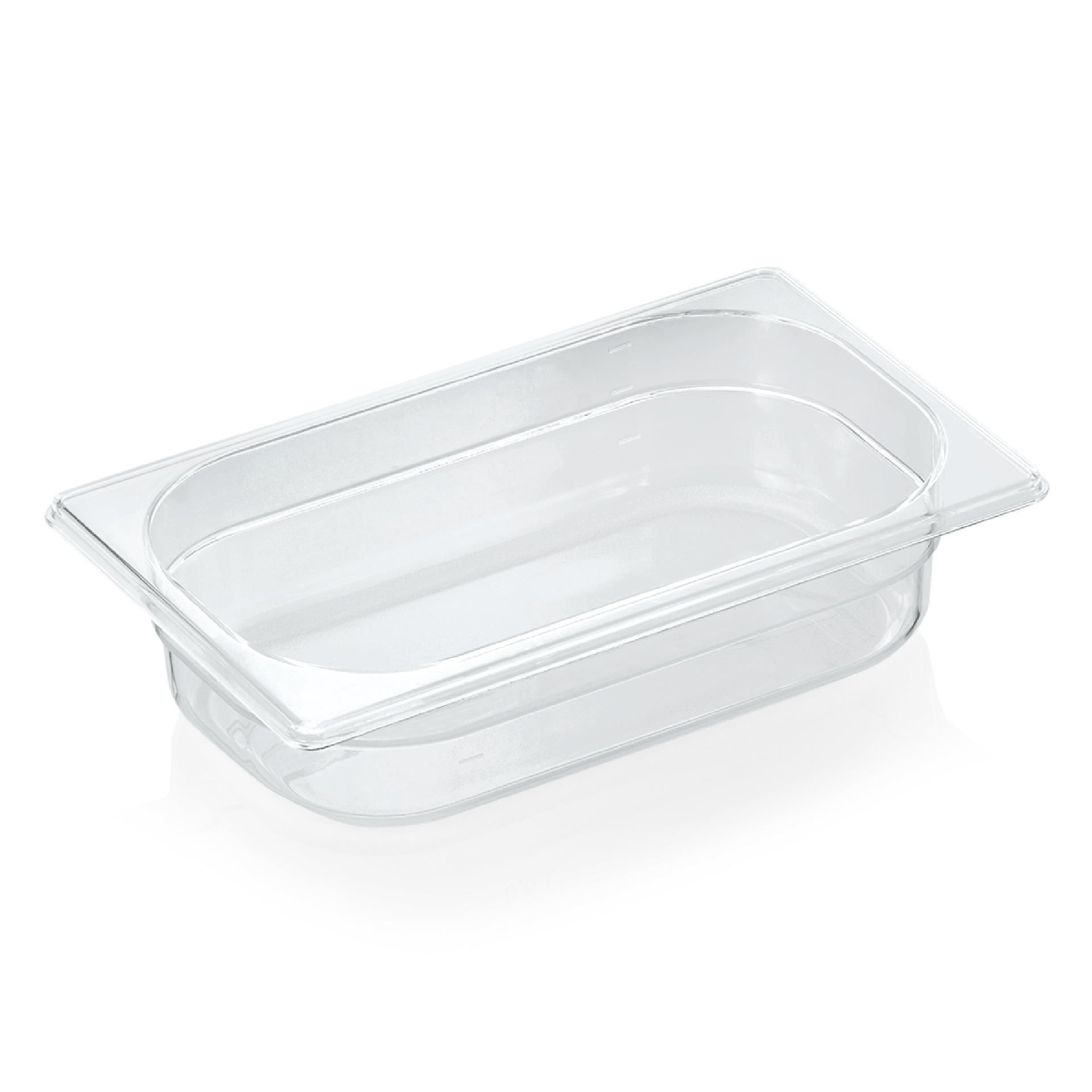 GN 1/4 container with scale, polycarbonate transparent - H 6,5cm (GN 94 series)