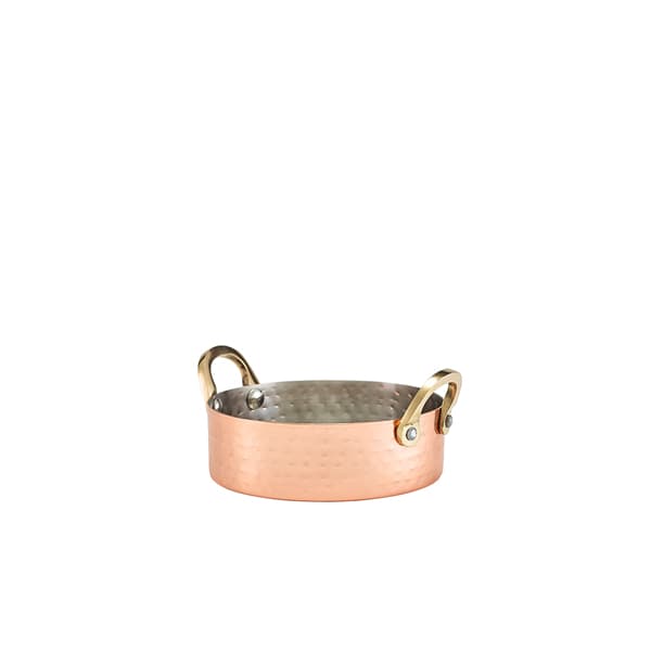 Mini-casserole, acier inoxydable martelé, couleur cuivre - 12 x 3,5 cm (12 pièces)
