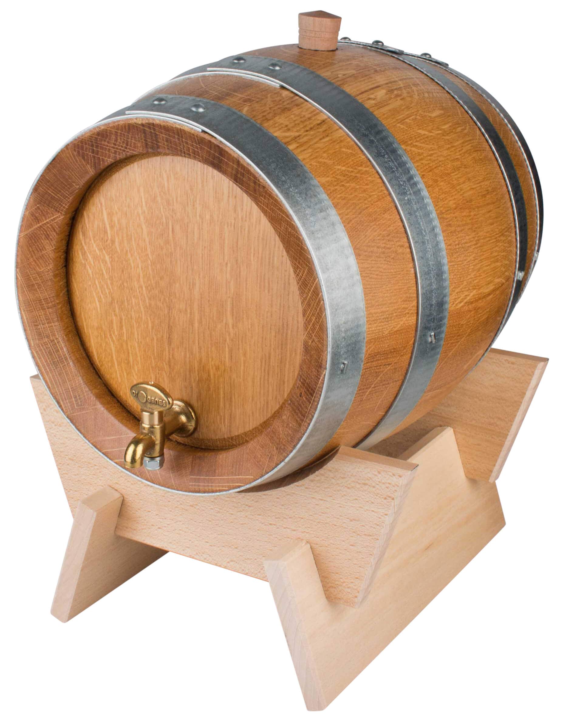 Barril para aguardiente, marca natural, aros galvanizados, grifo de latón - 5 l