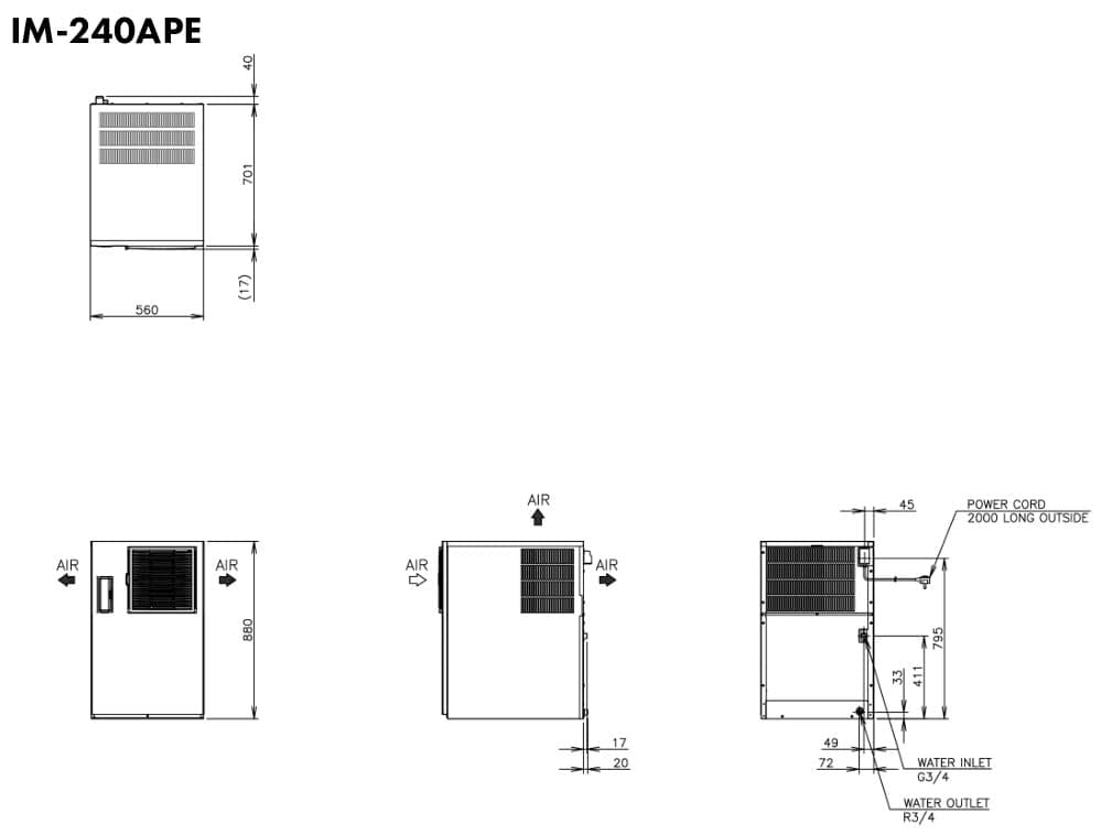Hoshizaki IM-240APE - Standard Cube (28 x 28 x 32mm) 210kg