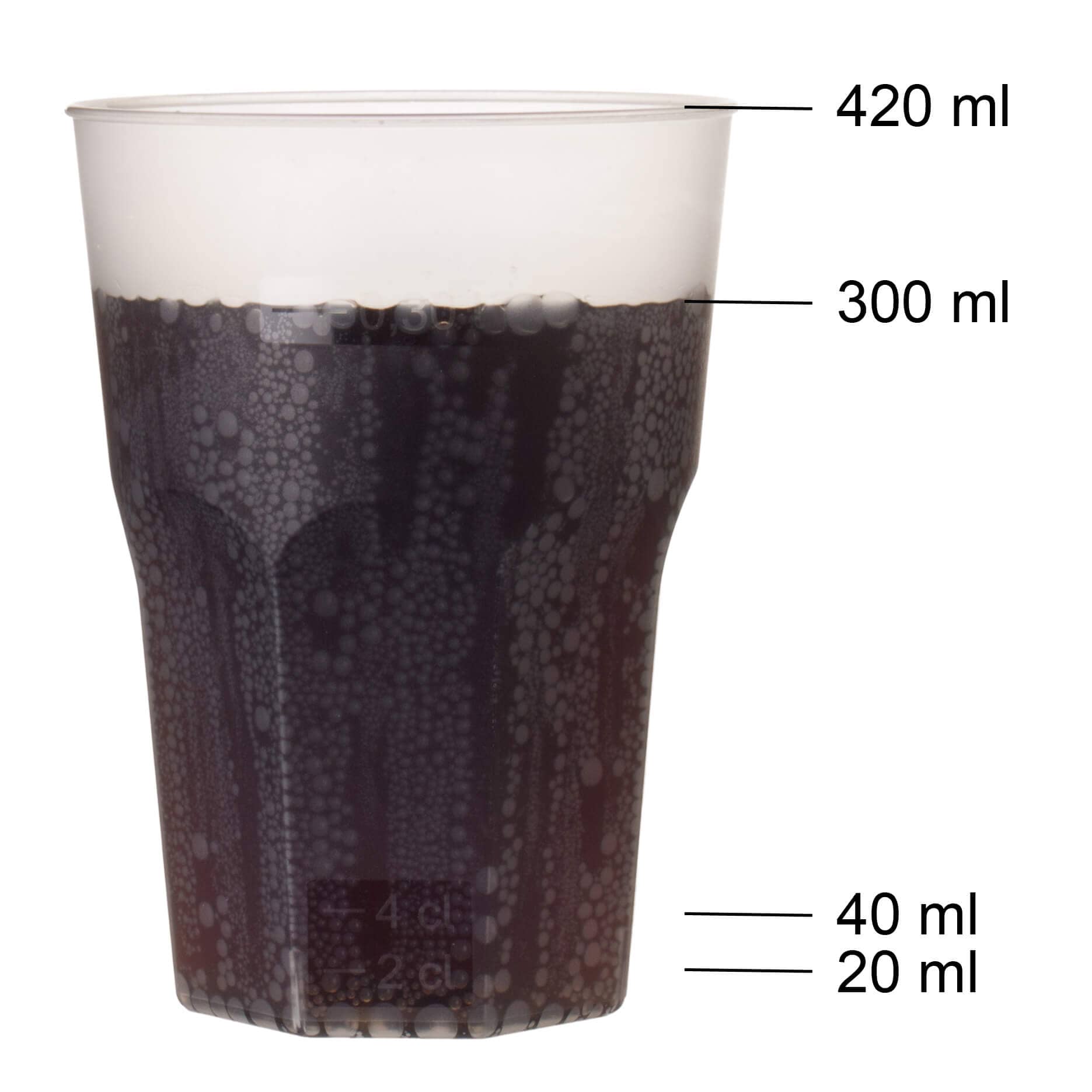 Plastic cups re-usable, light, polypropylene, frosted - 420ml, 2cl/4cl/0,3l CM (20 pcs.)