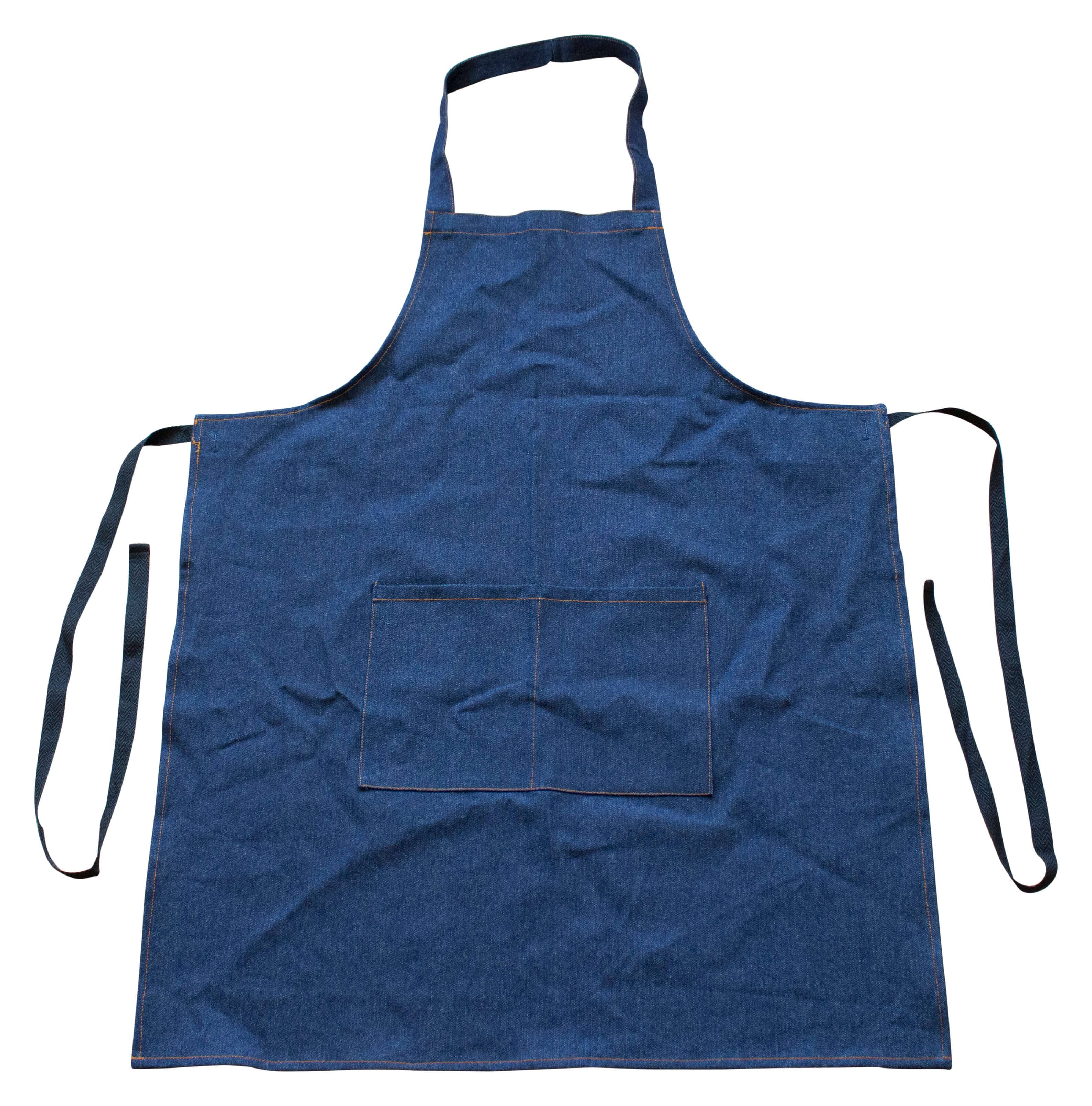 Delantal con peto, vaquero, 90 x 70 cm - azul oscuro