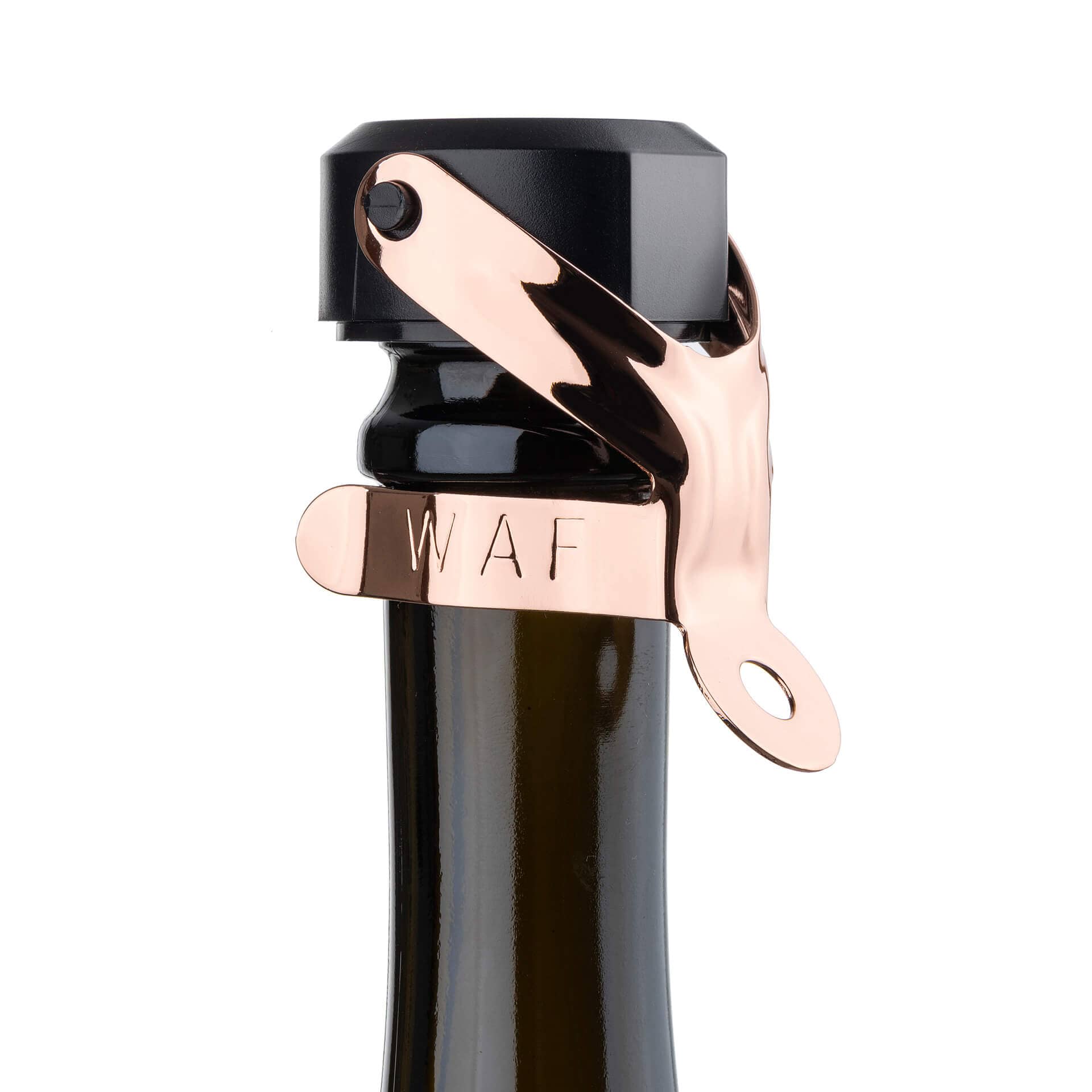 Champagne Bottle Closure with Eyelet, Prime Bar - Black Copper-Colored