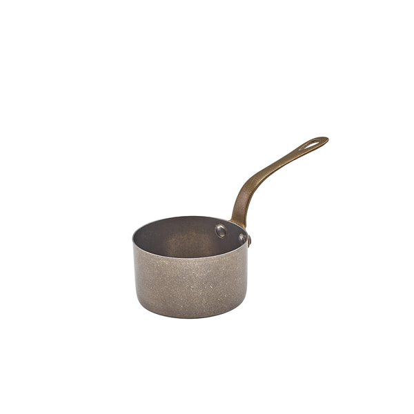 Mini cacerola para salsas, acero inoxidable vintage - 7,8 x 4,5 cm (6 uds)