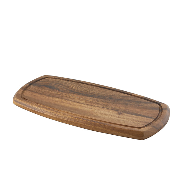 Plateau de service avec 3 évidements pour petits bols, bois d'acacia - 36x18x2cm