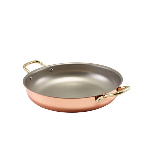 Cuenco redondo con asas, acero inoxidable color cobre - 24,5 x 5 cm (3 uds)