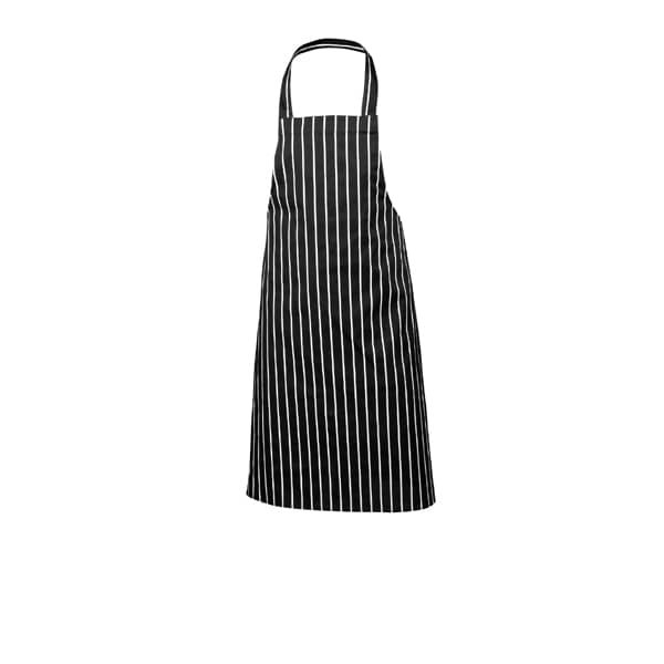 Tablier à bavette à rayures, coton, 70 x 100 cm - noir