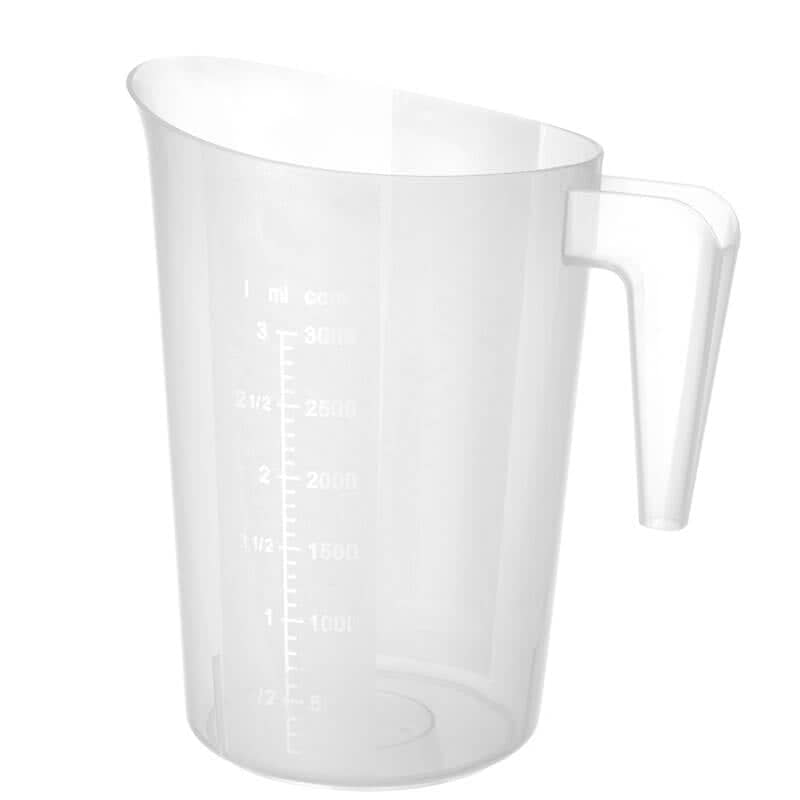 Vaso medidor apilable, PP - Graduación hasta 3000 ml