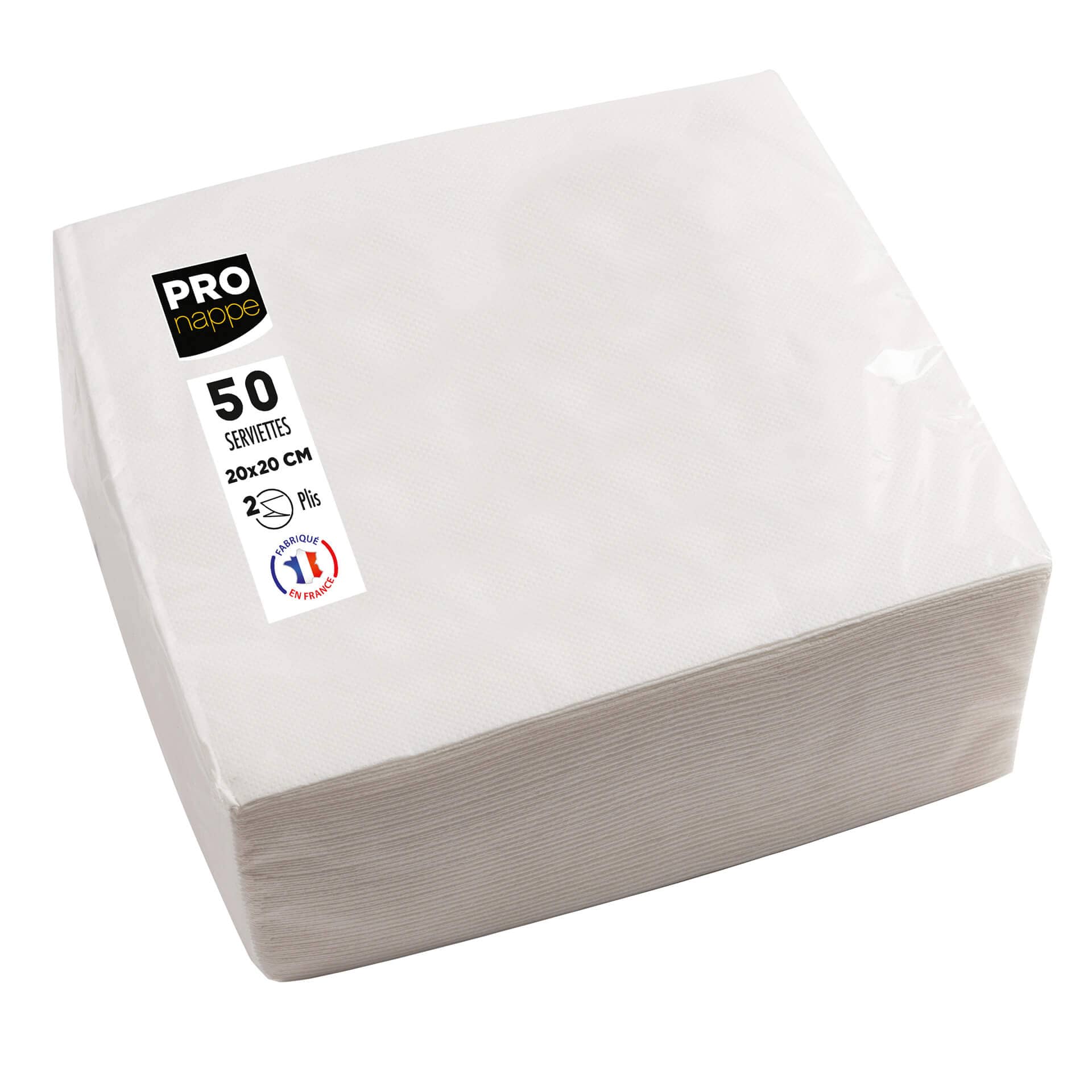 Cocktail napkins, 20x20 cm, 1/4 fold, 2-ply, micro-embossed - white (50 pcs.)