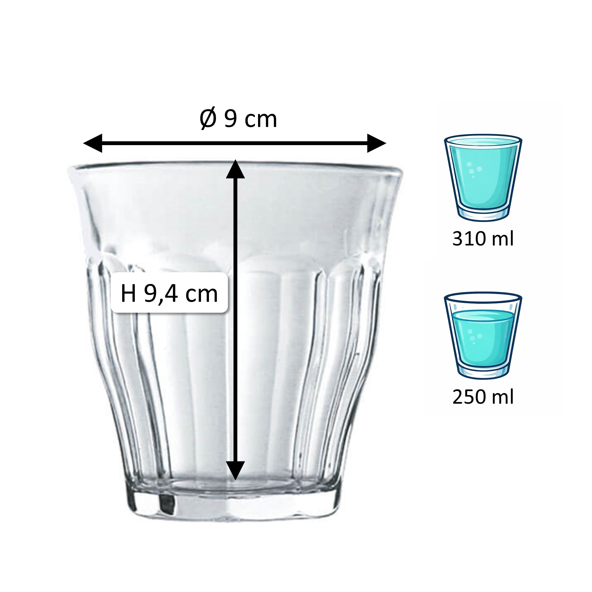Becherglas Picardie, Duralex - 310ml (48 Stk.)