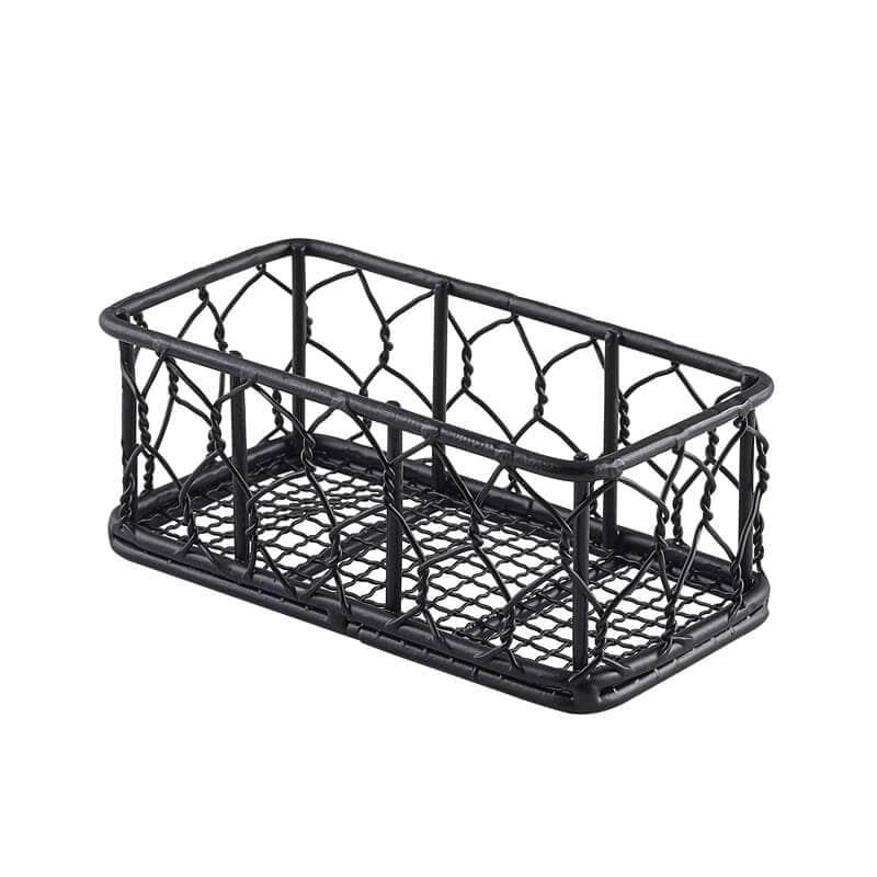 Panier en fil métallique / panier de service noir - 14 x 7 x 5,5 cm (6 pièces)