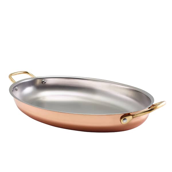 Bandeja ovalada con asas, acero inoxidable color cobre - 34 x 23 cm (3 uds)