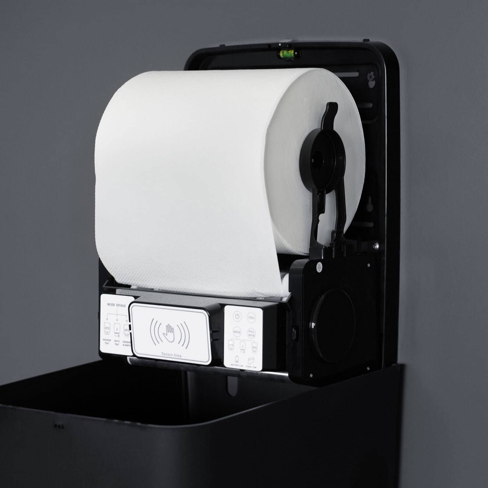 Distributeur de rouleaux d'essuie-mains avec capteur, plastique - noir mat