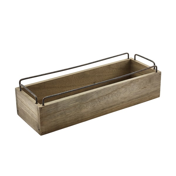 Boîte en bois, design industriel - 34 x 12 x 9 cm