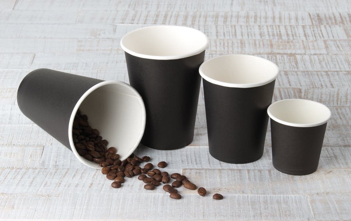 Taza de café Fiesta, cartón, negro - varios tamaños