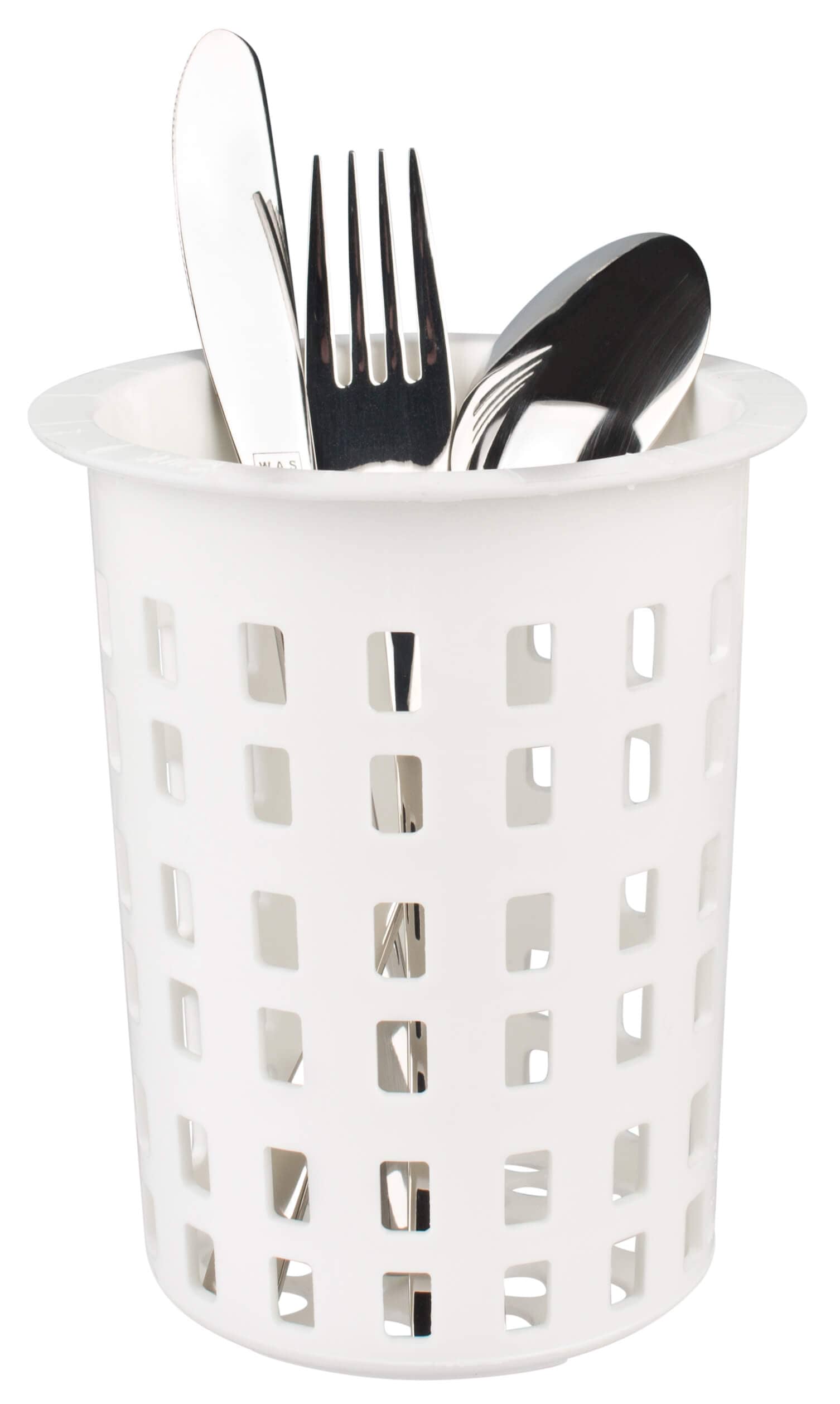 Cesta para lavavajillas redonda, plástico blanco - 11 x 13,5 cm