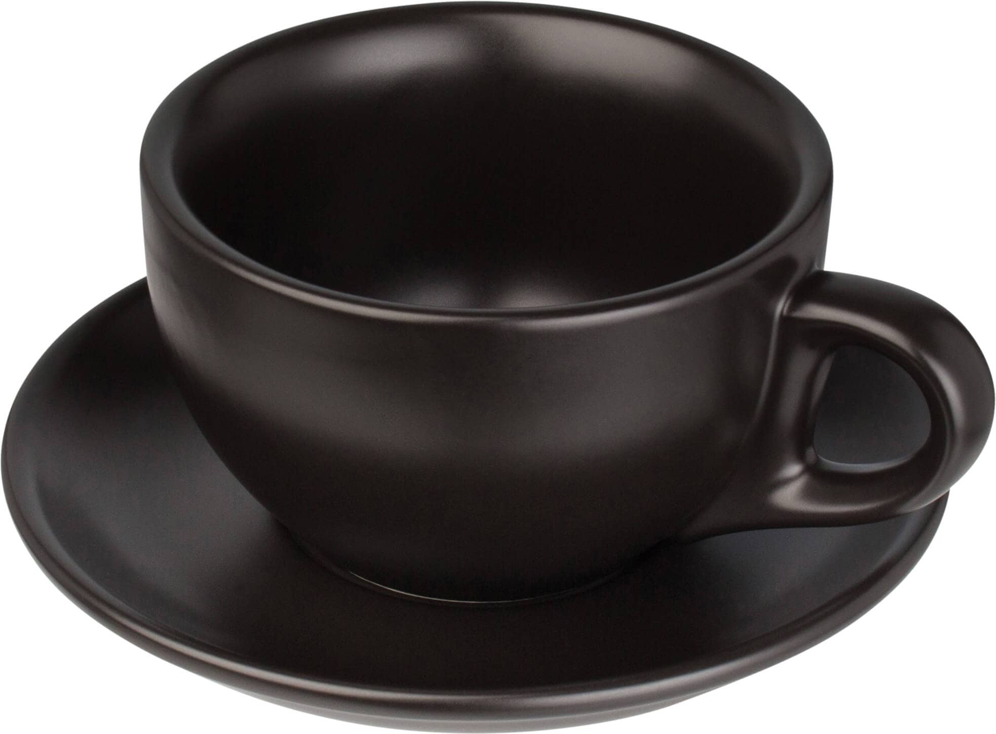 Taza de café y platillo Barista, porcelana negra - 260 ml (12 uds.)
