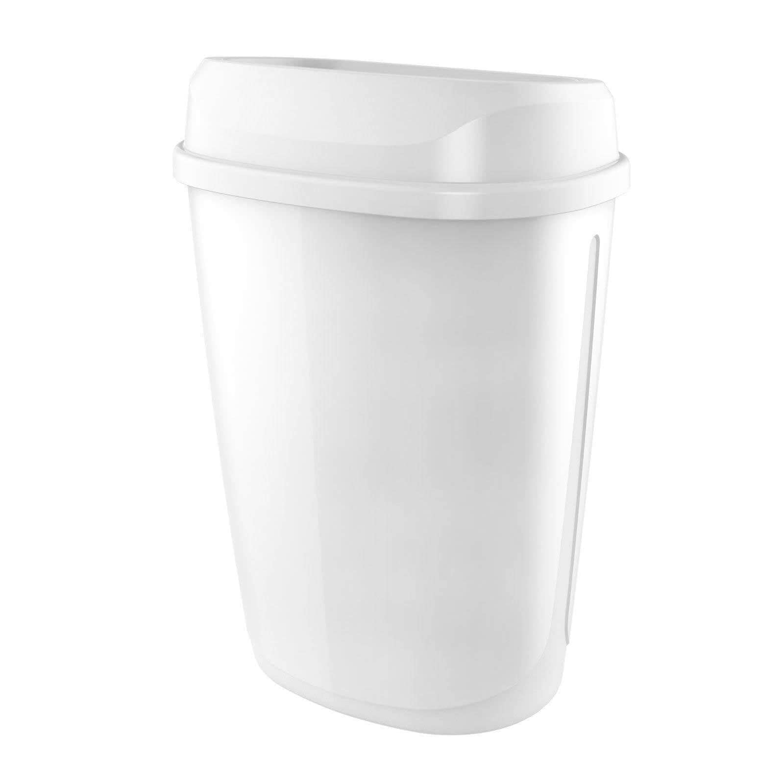 Poubelle avec support mural, 32 litres - blanc brillant