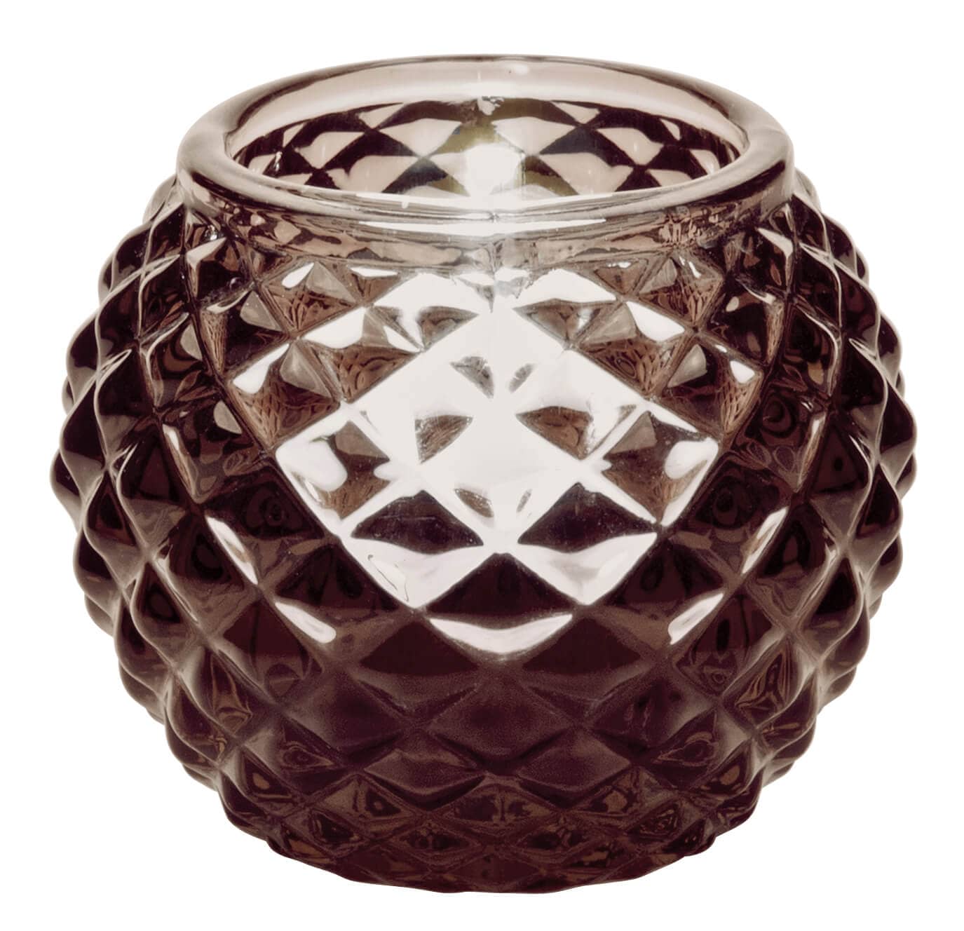 Tealight holder, round, grey - 6x7,5cm