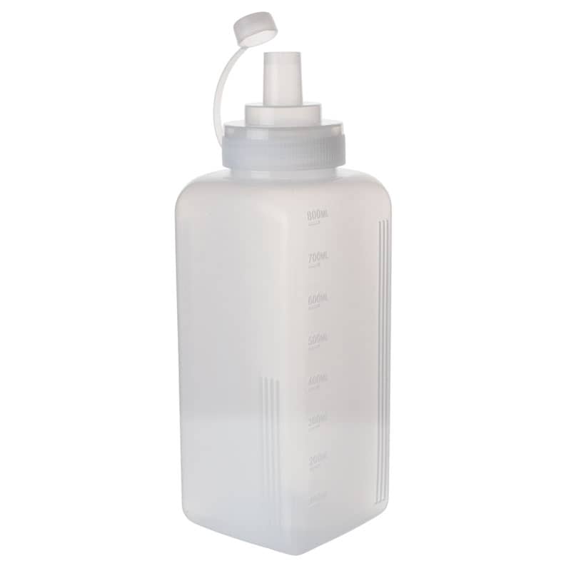 Squeeze bottle, square, transparent polyethylene - 800 ml (3 pcs.)