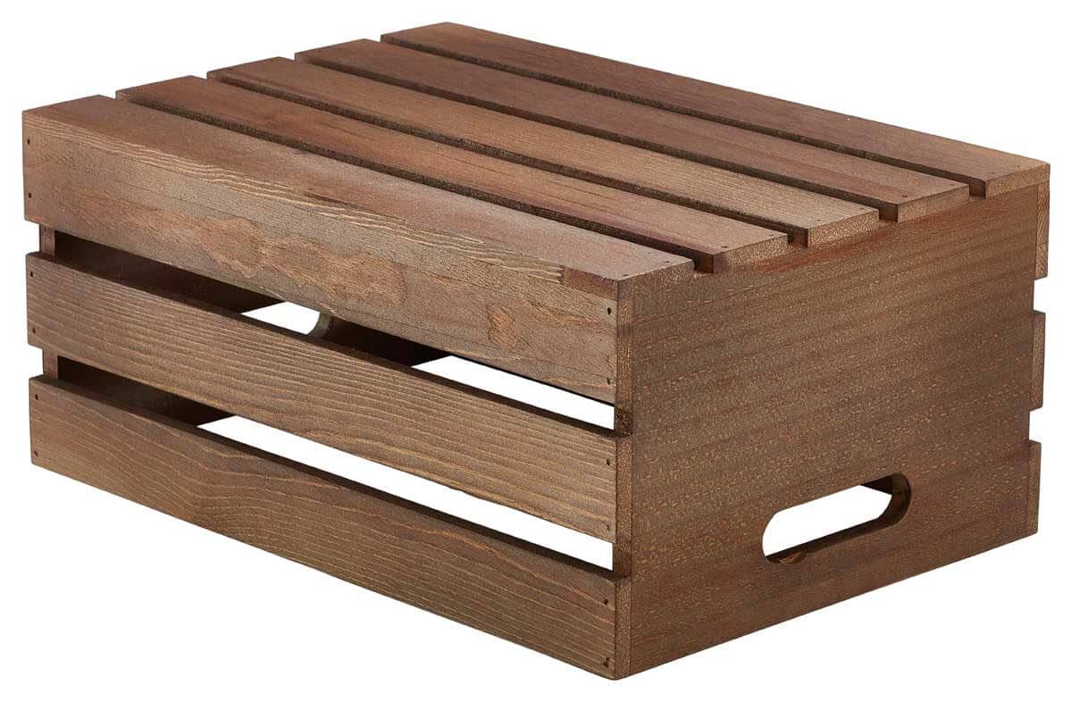 Caja de madera, marrón rústico oscuro - 34 x 23 x 15 cm