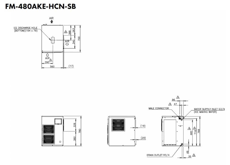 Hoshizaki FM-480AKE-HCN-SB* - Máquina de hielo granulado (380 kg)