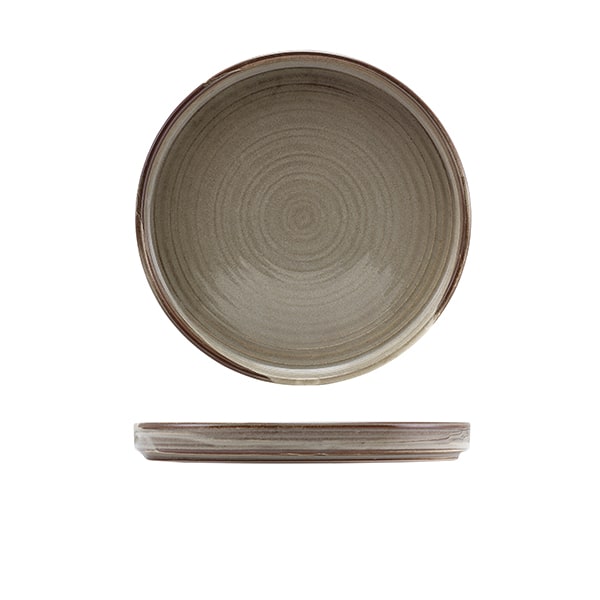 Assiette de présentation basse Terra Smoke Grey – 21 cm (6 pcs)