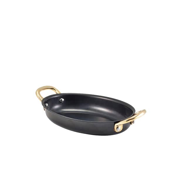 Cuenco ovalado con asas, acero inoxidable negro vintage - 16,5 x 12,5 cm (6 uds)