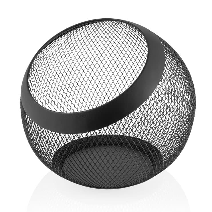 Black metal basket, spherical - 24x24 cm