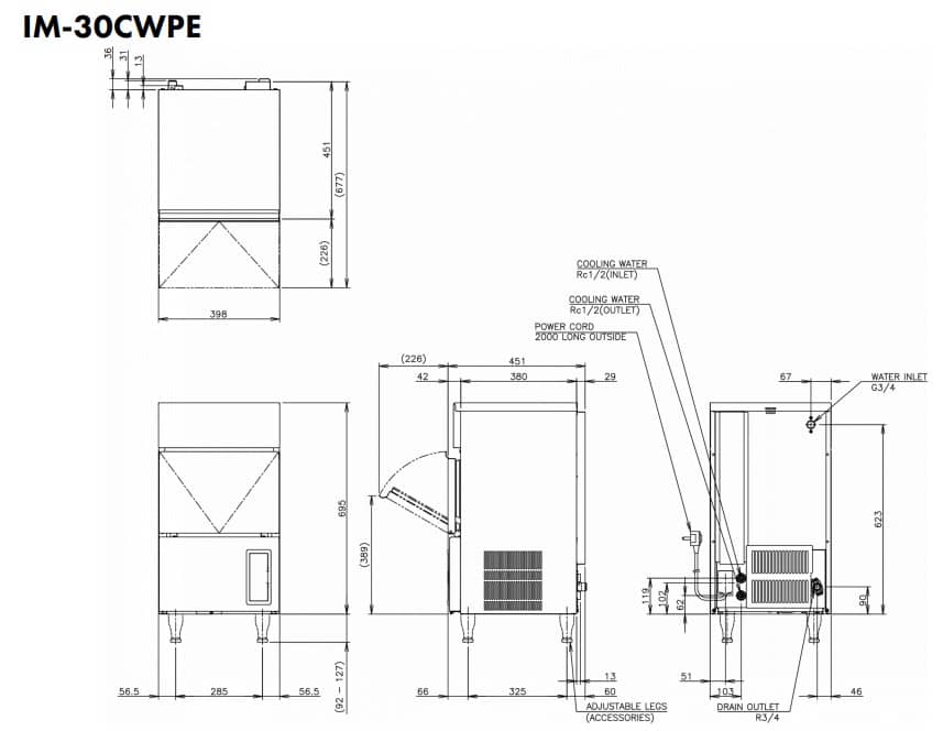 Hoshizaki IM-30CWPE* - Standard Cube (28 x 28 x 32mm) 32kg