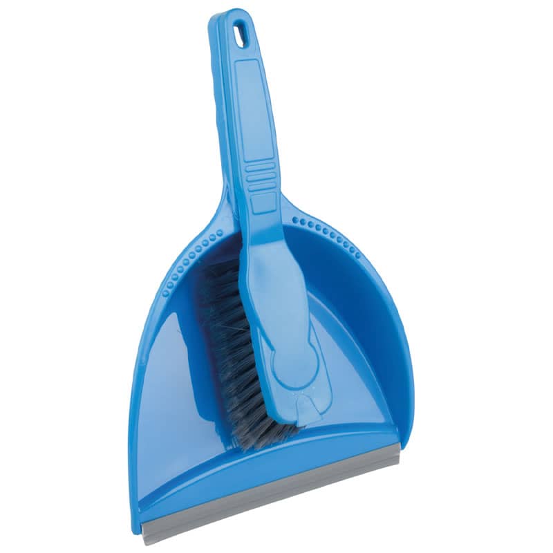 Hand dustpan and brush set, blue - short handle