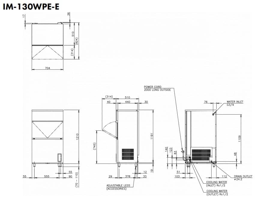 Hoshizaki Elite Cube IM-130WPE-E - Standard Cube (28 x 28 x 32mm) 108kg